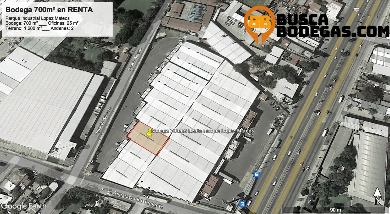 Bodega 750m2 en López Mateos y Periférico